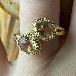 Brazilian Citrine Sterling Silver Bypass Ring Size 7